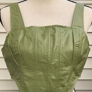 Cotton Candy LA Faux Leather Corset Top Square Neck Olive Color Size Small
